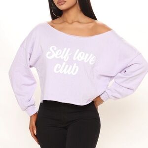 2/$20 • BIN#3 - FASHION NOVA XS Off Shoulder Graphic Longsleeved Sweater Top